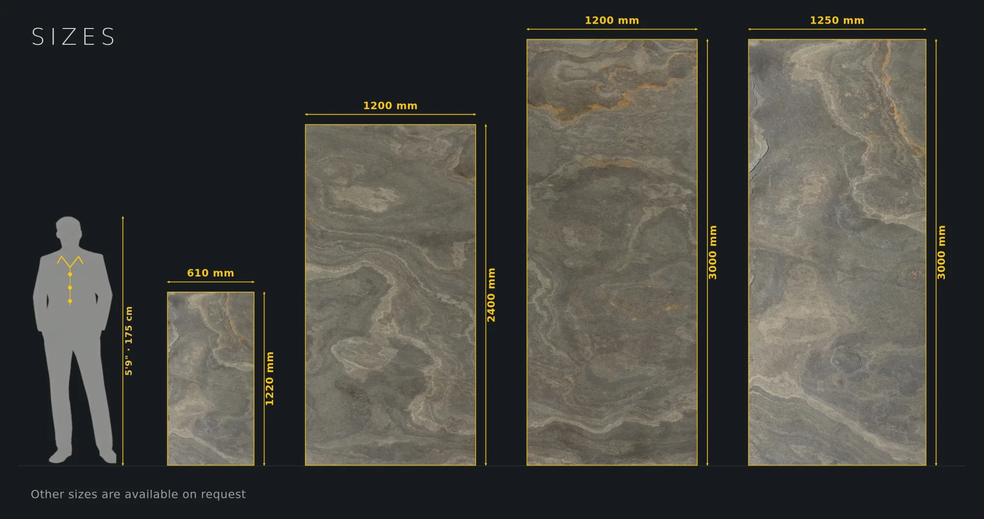 LUCENT ARCH sheet sizes